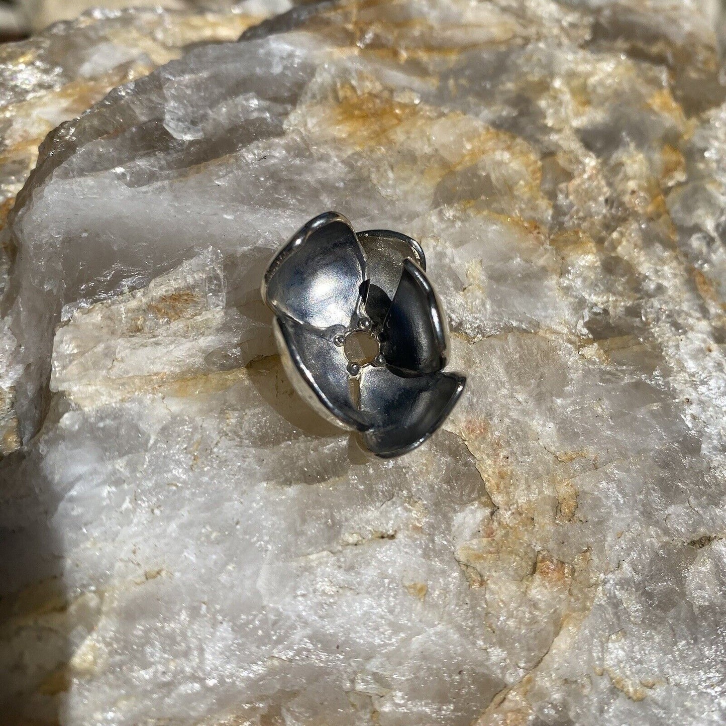 NEW RETIRED Trollbeads Shadow Flower #12911 Pendant Sterling Designer Soren Nielsen Auth