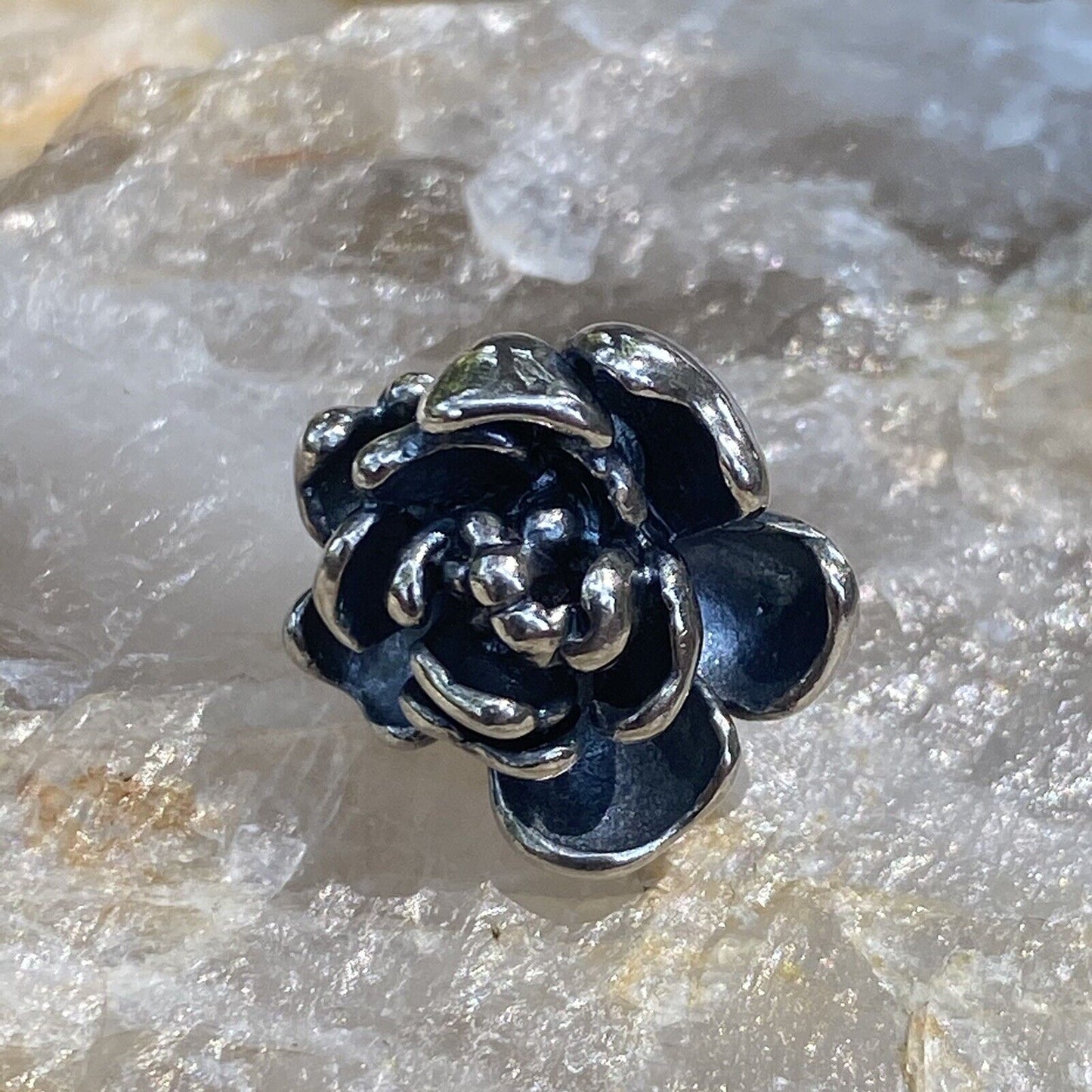 NEW RETIRED Trollbeads Rose Pendant #11906 Sterling Designer Soren Nielsen Auth