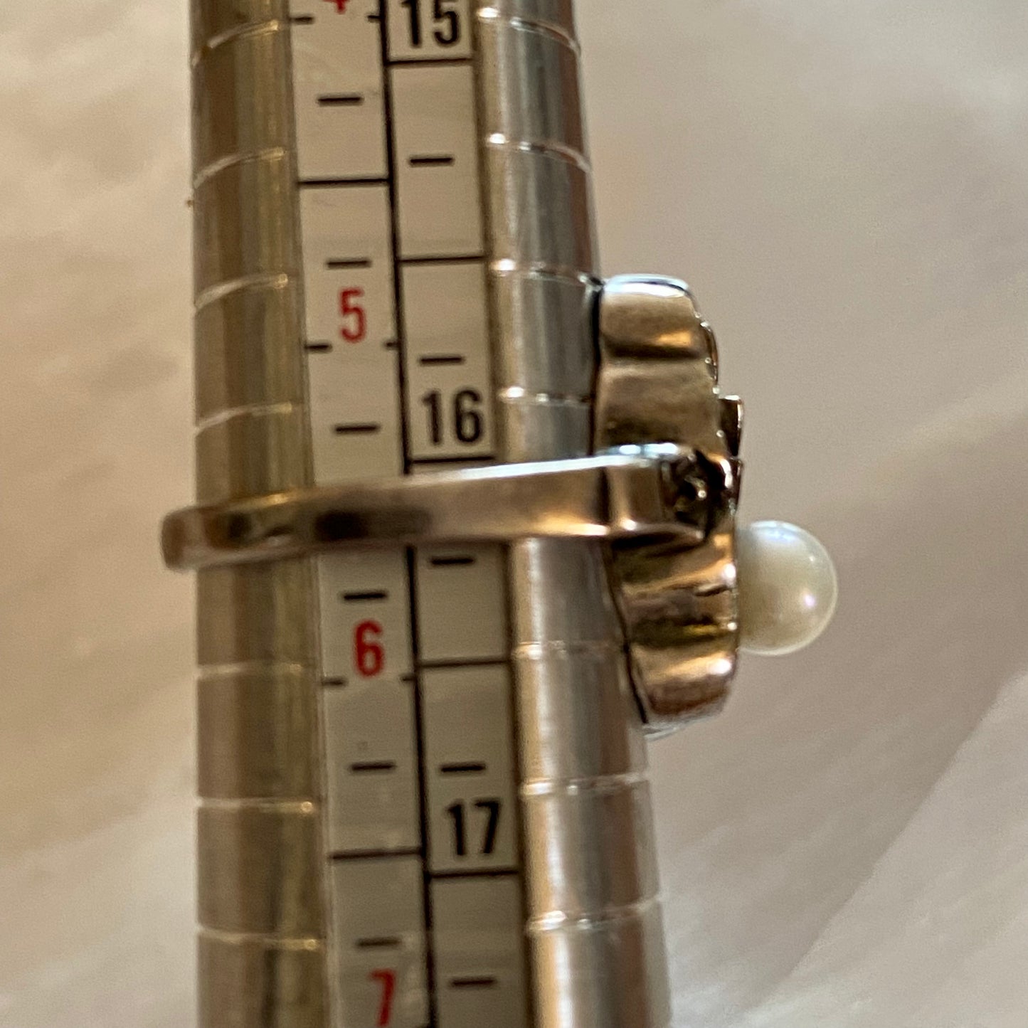 Antique Ring 1930’s Marcasite Art Nouveau style with Two 5 mm Pearls sz. 5 Sizable