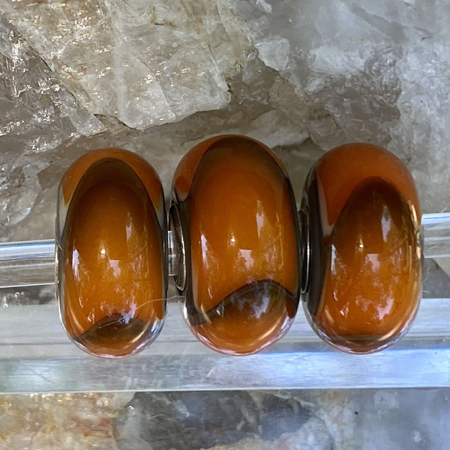 RETIRED Trollbeads Orange Armadillo Bead #61307 Sterl Designer Lise Aagaard Authentic