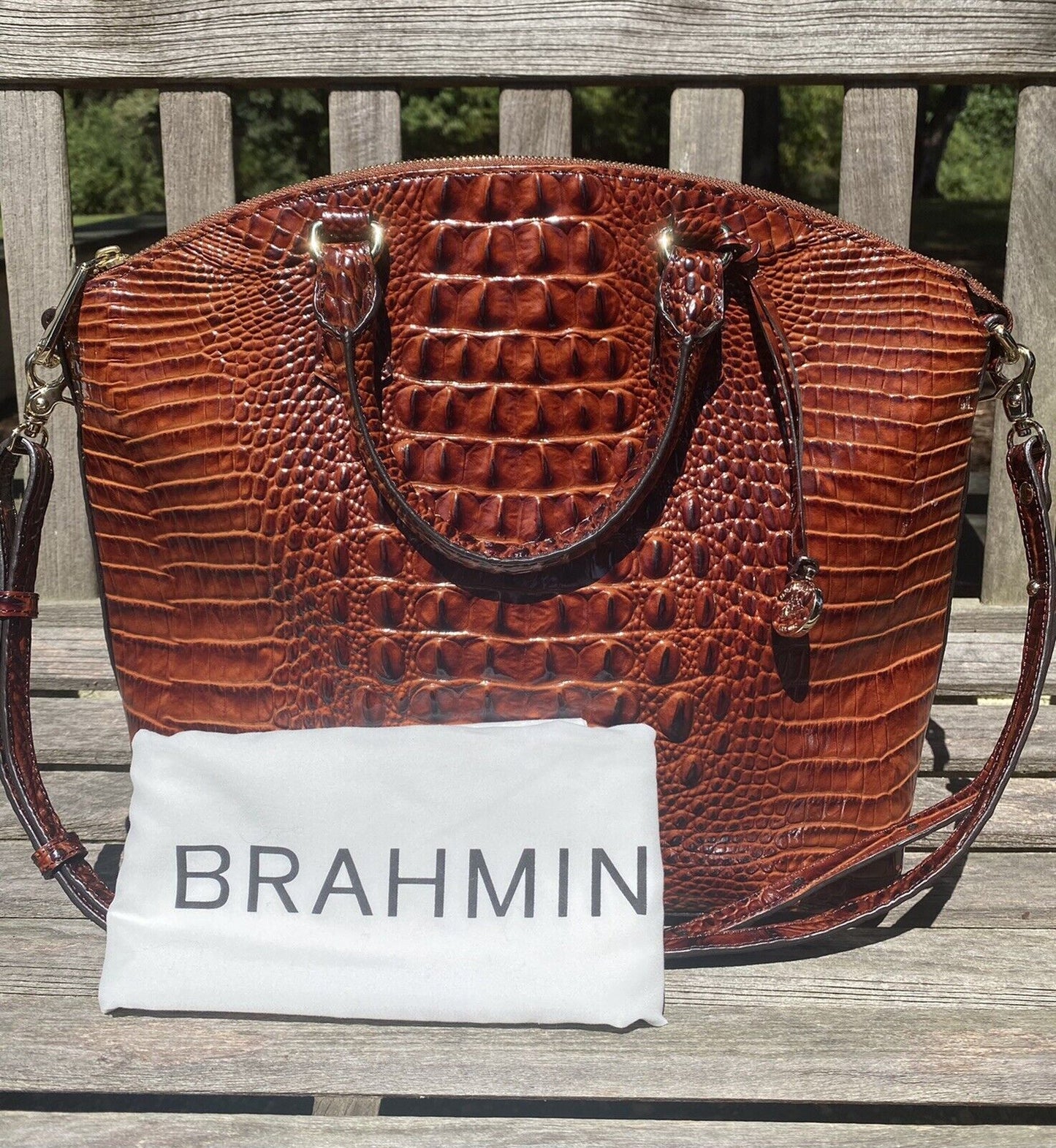 NWT Brahmin Large Duxbury Satchel Pecan Pipa Tote Bag Purse Handbag